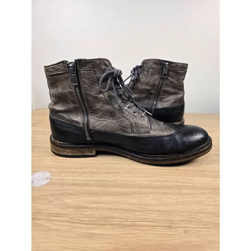 All Saints Brouge Boots Men’s Size 10.5 EU 44 Leather Brown Black
